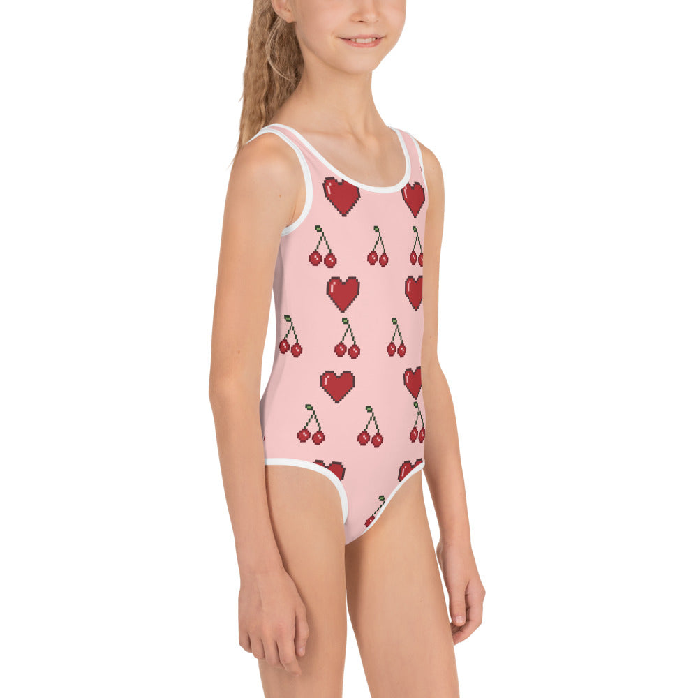 kids swimsuit cherry pink