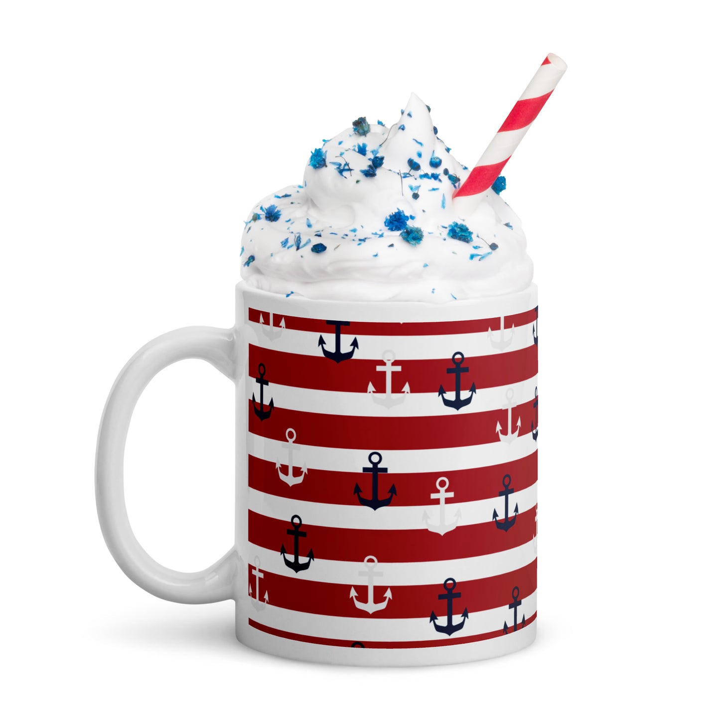 White glossy mug,anchor