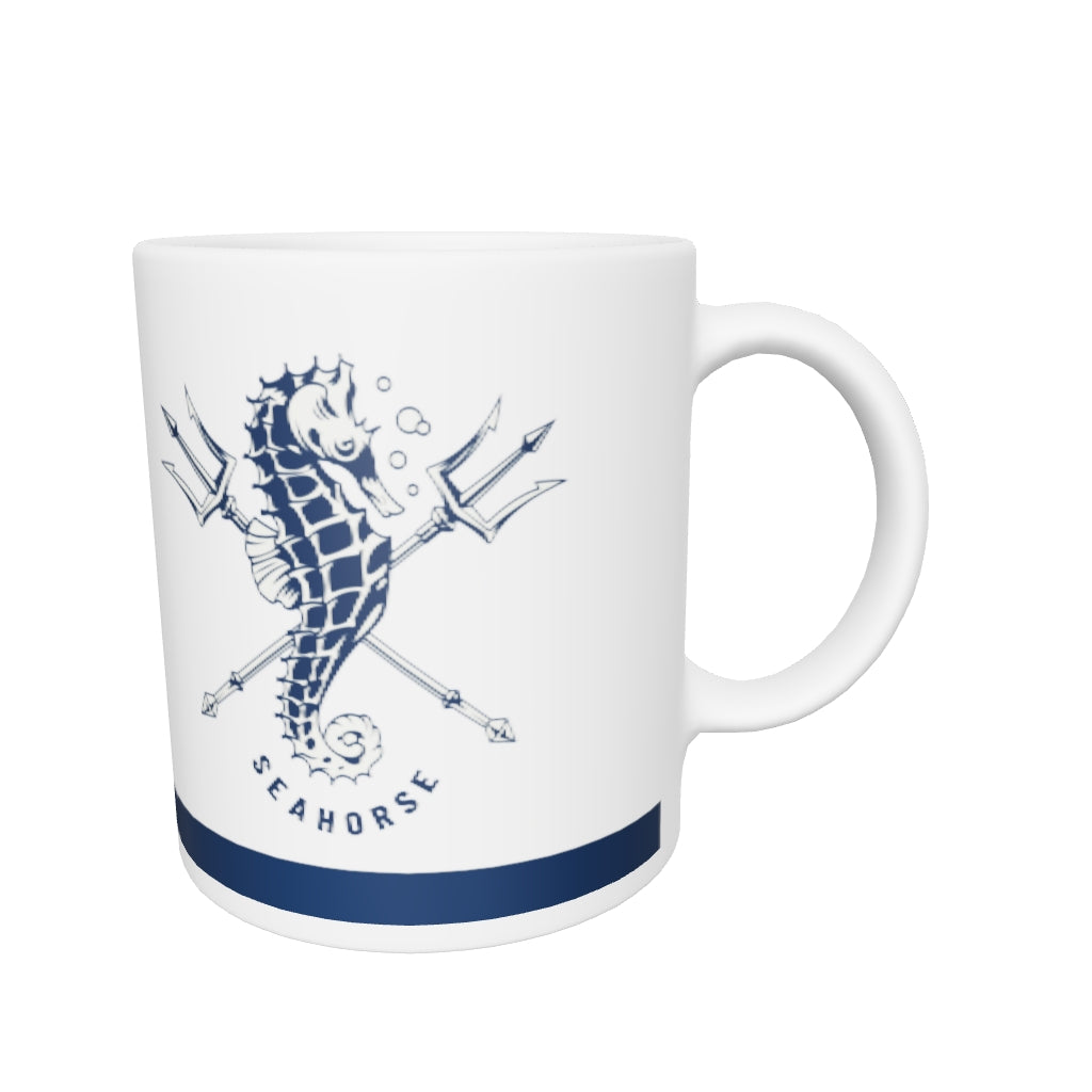 White glossy mug glossy mug white anchor seahorse