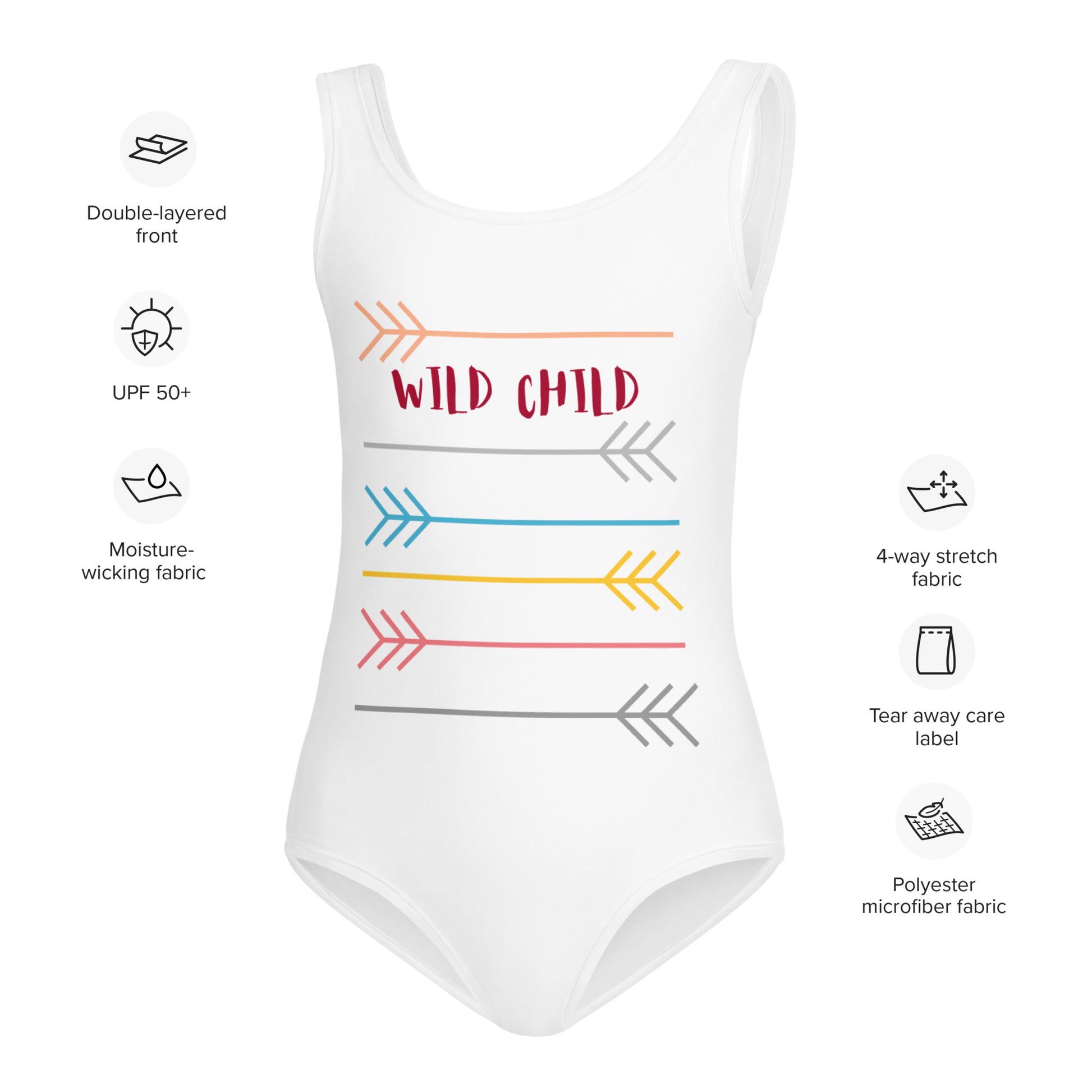 white happy kids swimsuit