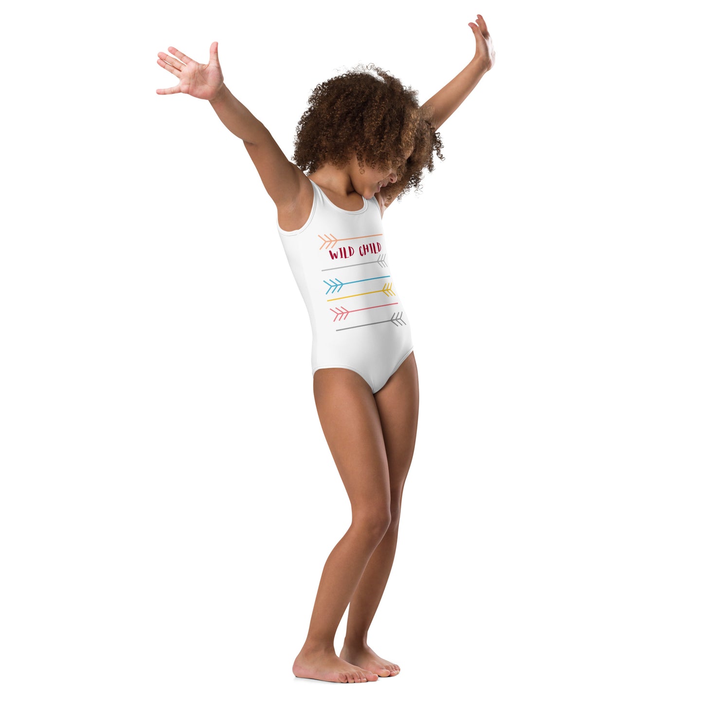 white happy kids swimsuit