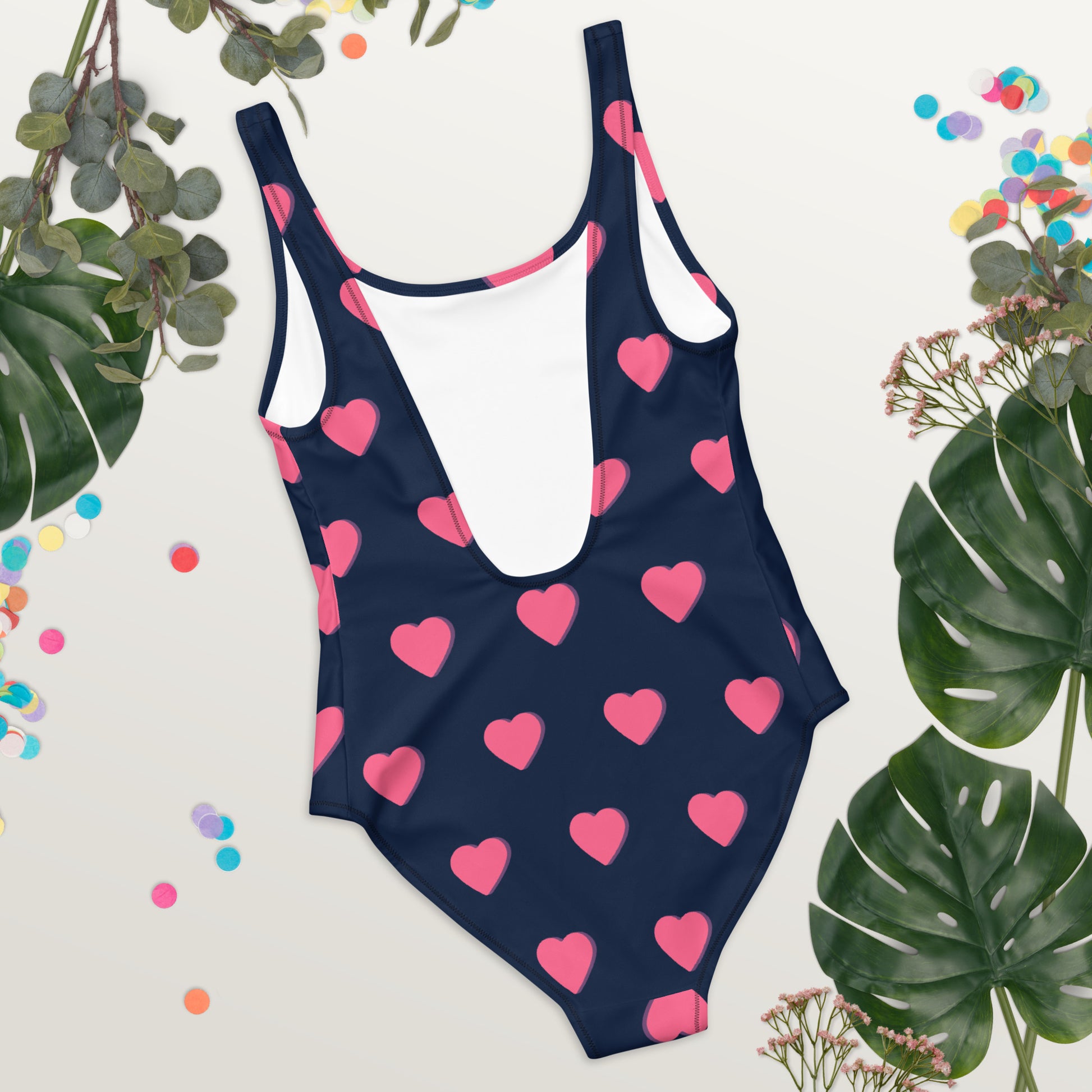 swimsuit blue hearts back